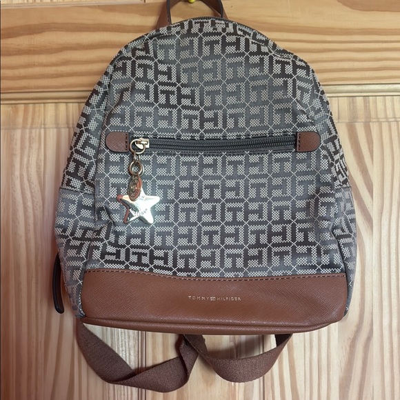 Tommy Hilfiger Handbags - Tommy Hilfiger Brown and Black Leather Trim Backpack